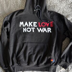 Aviator Nation Black Hoodie with Red and White Text